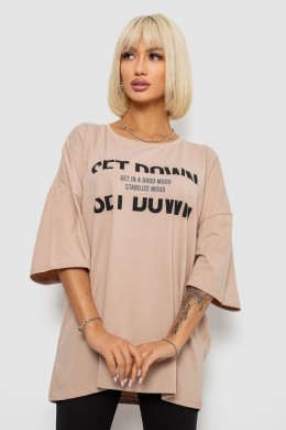 Футболка женская с принтом, цвет бежевый, 244R3012-5