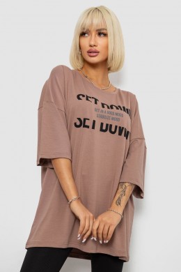 Футболка женская с принтом, цвет мокко, 244R3012-5