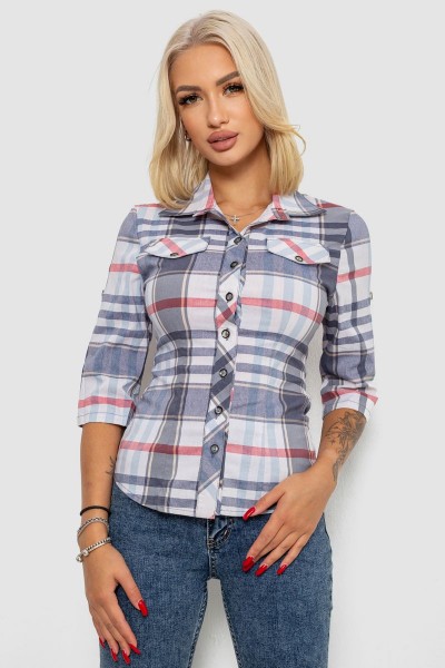 Рубашка женская в клетку, цвет молочно-серый, 230R063