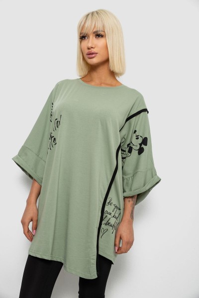 Футболка женская с принтом, цвет оливковый, 244R4007