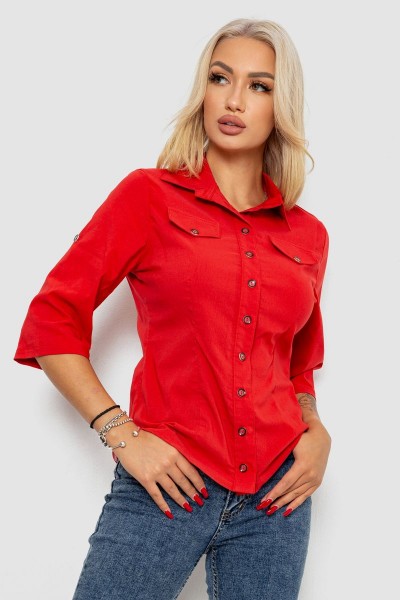 Сорочка жіноча однотонна, колір червоний, 230R068-5