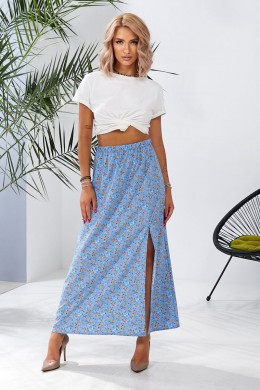 Юбка софт с цветочным принтом, цвет голубой, 257R11