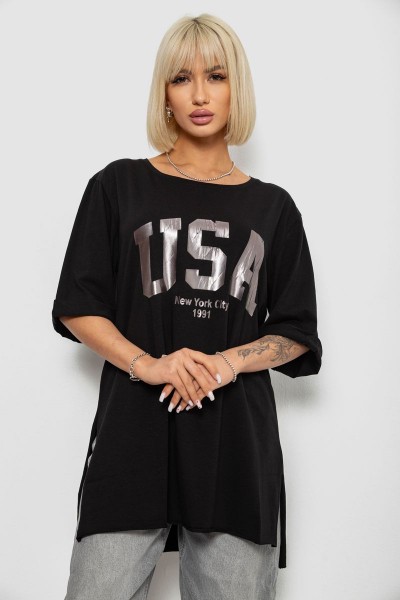 Футболка женская с принтом, цвет черный, 244R2022-5