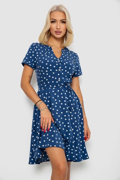 Платье софт с принтом в горох, цвет синий, 230R0032-2
