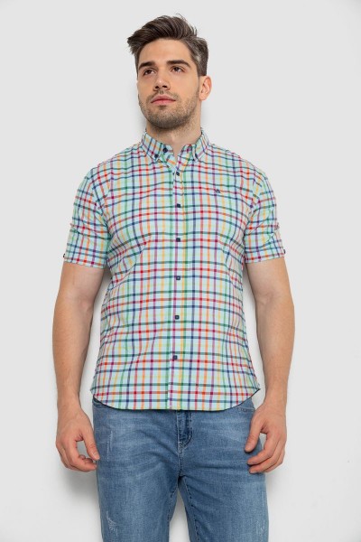 Сорочка чоловіча в клітку  -уцінка, колір блакитний, 214R842-U-1