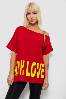Футболка женская с принтом, цвет красный, 244R2158