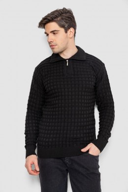 Свитер мужской однотонный, цвет черный, 161R920