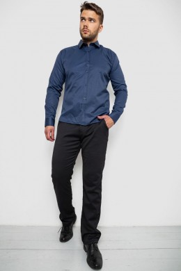 Рубашка мужская однотонная  -уценка, цвет синий, 214R816-U-2
