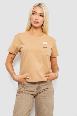 Футболка женская с принтом, цвет бежевый, 221R330