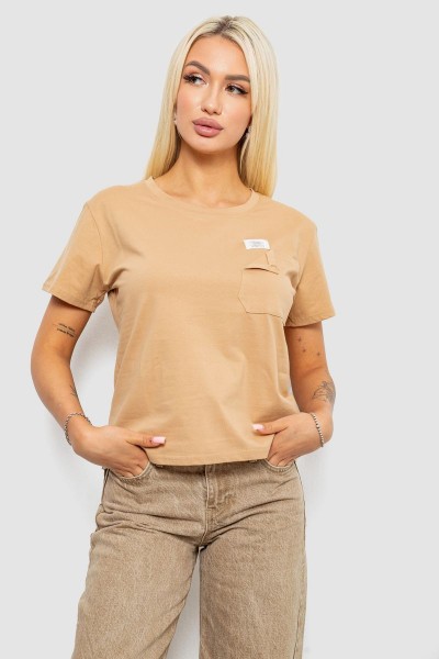 Футболка женская с принтом, цвет бежевый, 221R330