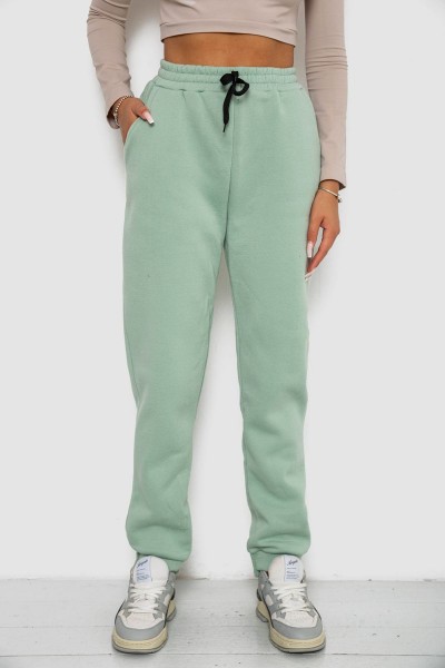 Спортивні штани жіночі на флісі, колір світло-м'ятний, 238R57020