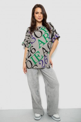 Футболка женская с принтом, цвет серый, 244R4002-1
