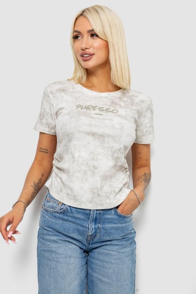 Футболка женская с принтом, цвет молочный, 221R3308