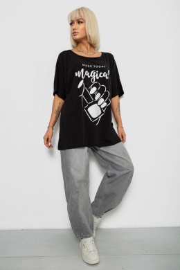Футболка женская с принтом, цвет черный, 244R6005-1