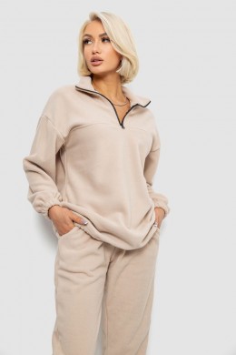 Спортивный костюм женский на флисе, цвет бежевый, 241R2007