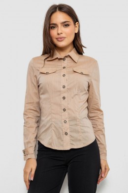 Рубашка женская однотонная  -уценка, цвет бежевый, 230R068-8-U-2