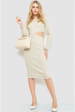 Платье в рубчик, цвет светло-бежевый, 204R175