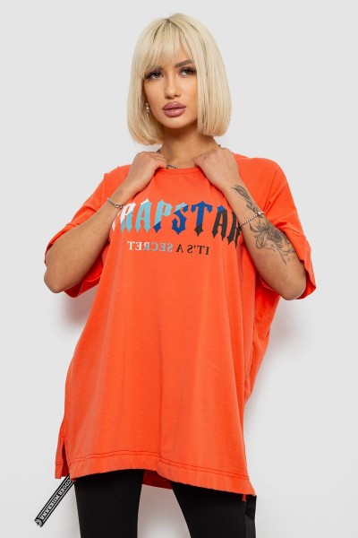 Футболка женская с принтом, цвет оранжевый, 244R4012