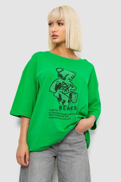 Футболка жіноча з принтом, колір зелений, 244R2029-5