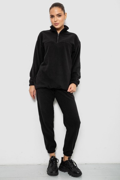 Спортивный костюм женский на флисе, цвет черный, 241R2007