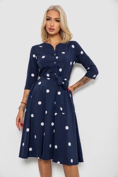 Платье софт с принтом в горох, цвет синий, 230R1011-6