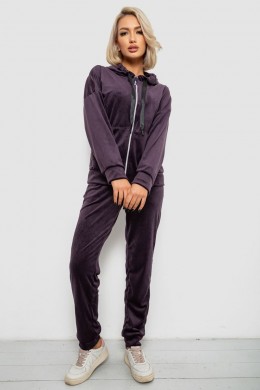Спортивний костюм жіночий велюровий, колір темно-сливовий, 257R4122