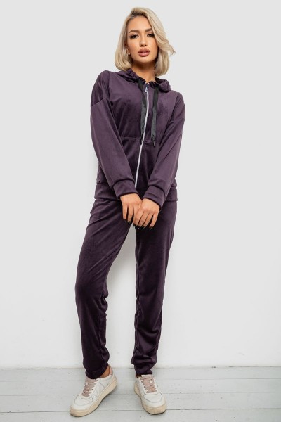 Спортивний костюм жіночий велюровий, колір темно-сливовий, 257R4122