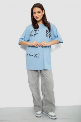 Футболка женская с принтом, цвет голубой, 244R3006