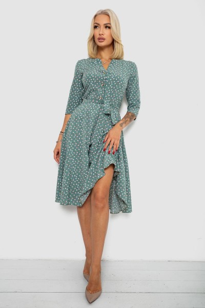 Платье софт с принтом, цвет зеленый, 230R1011-5