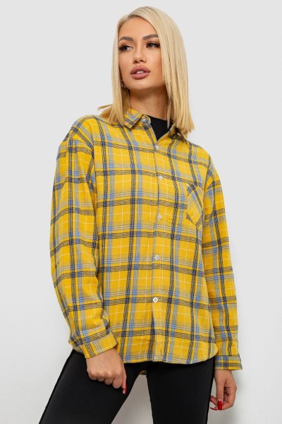 Рубашка женская в клетку, цвет желтый, 244R1070-1