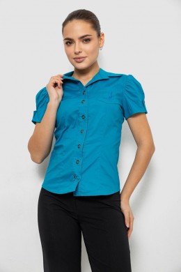 Рубашка женская однотонная, цвет бирюзовый, 230R070