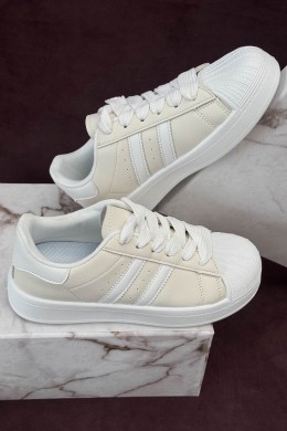 Кроссовки женские демисезонные, цвет бежево-белый, 248RBK10