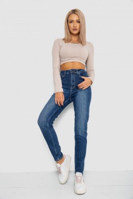 Джинси жіночі Mom-fit стрейч, колір синій, 244R1143
