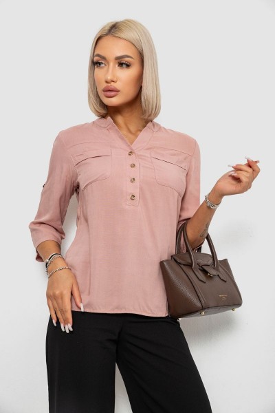 Блуза однотонная, цвет пудровый, 230R97-2