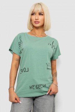 Футболка жіноча з принтом, колір оливковий, 244R2316-5