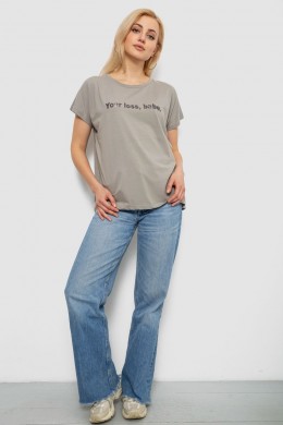 Футболка женская с принтом, цвет серый, 244R3016