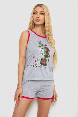 Пижама женская с принтом, цвет серо-малиновый, 238RB40