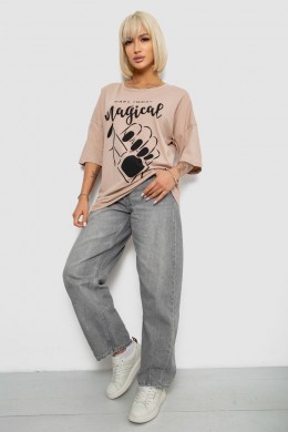 Футболка женская с принтом, цвет бежевый, 244R6005