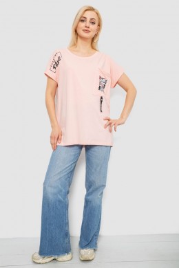 Футболка женская с принтом, цвет персиковый, 244R2413