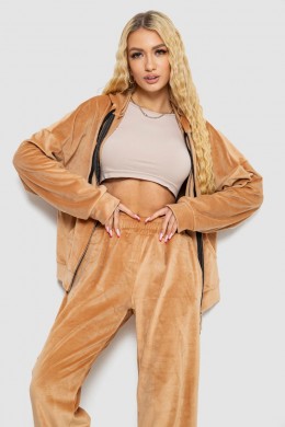 Спортивный костюм женский велюровый, цвет темно-бежевый, 238R107-1
