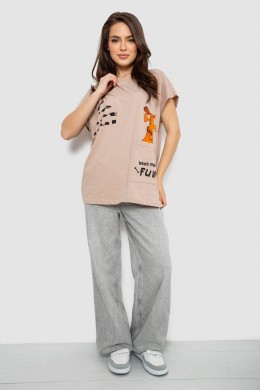 Футболка женская с принтом, цвет бежевый, 244R3002