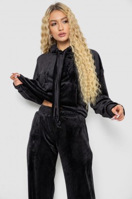 Спорт костюм женский велюровый свободного кроя, цвет черный, 241R2001-20
