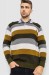 Свитер-обманка мужской в полоску, цвет бежево-горчичный, 161R901-1