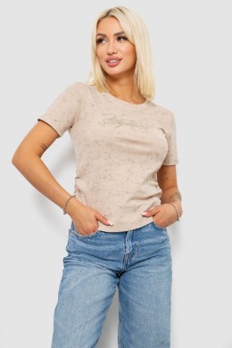 Футболка женская с принтом, цвет светло-бежевый, 221R3303