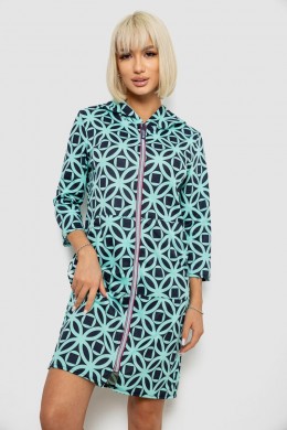Халат жіночий на блискавці з принтом, колір м'ятний, 257R1027