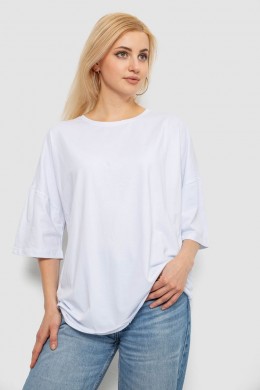 Футболка женская однотонная, цвет белый, 244R2023
