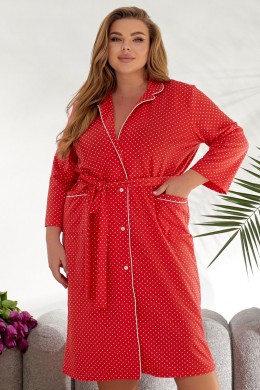 Халат жіночий домашній в горошок, колір червоно-білий, 257R334