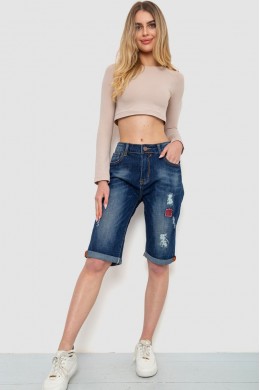 Шорты джинсовые женские с потертостями, цвет синий, 244R5552