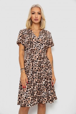 Платье софт с принтом, цвет бежево-черный, 230R0032-4