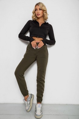 Спортивні штани жіночі на флісі, колір хакі, 238R57012